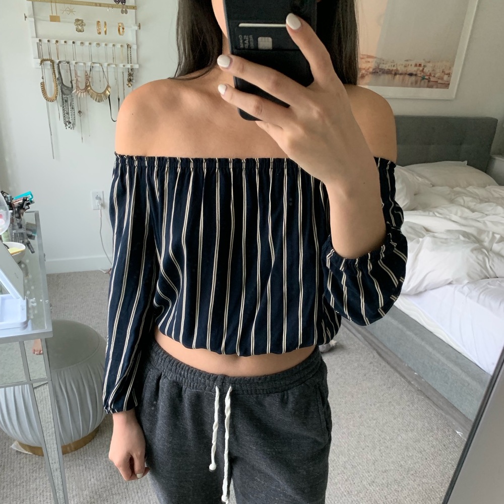 Blue and white off the shoulder top *NEW*